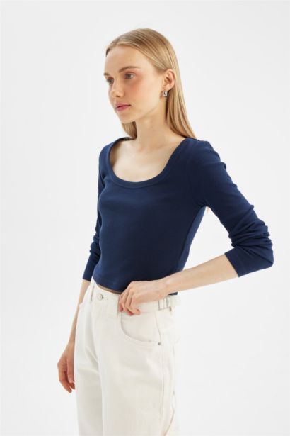 Fitted Corduroy Long Sleeve T-Shirt