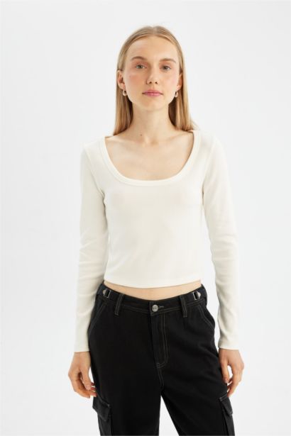 Fitted Ribbed Camisole Long Sleeve T-Shirt