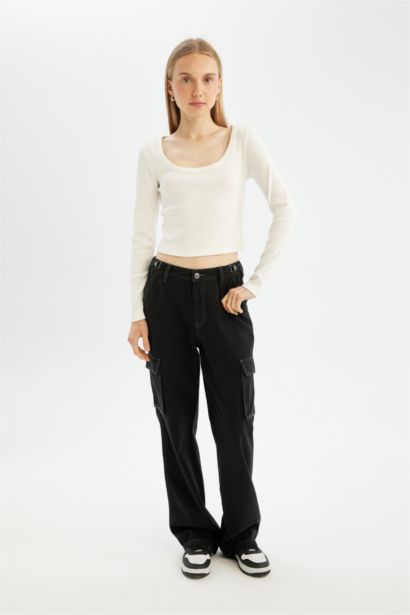 Fitted Ribbed Camisole Long Sleeve T-Shirt