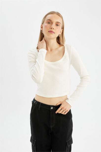 Fitted Ribbed Camisole Long Sleeve T-Shirt