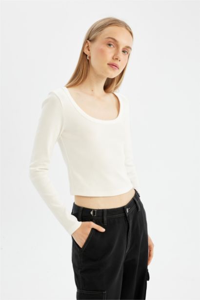 Fitted Ribbed Camisole Long Sleeve T-Shirt