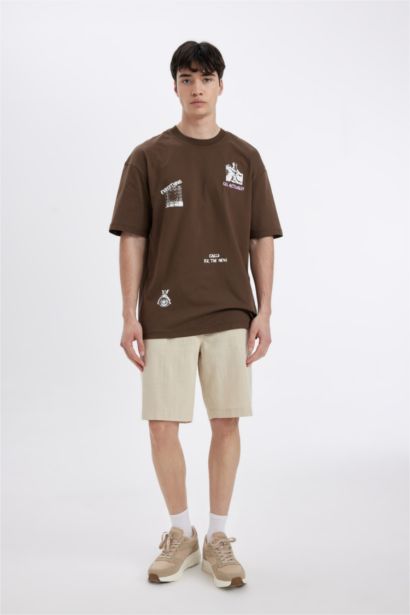 Regular Fit Linen Bermuda Shorts