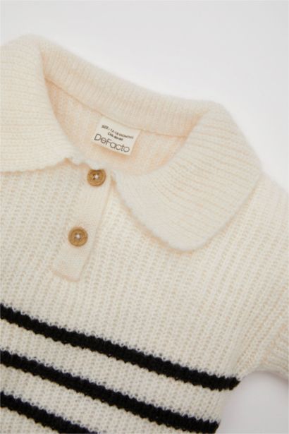 Baby Girl Shirt Collar Striped Pullover