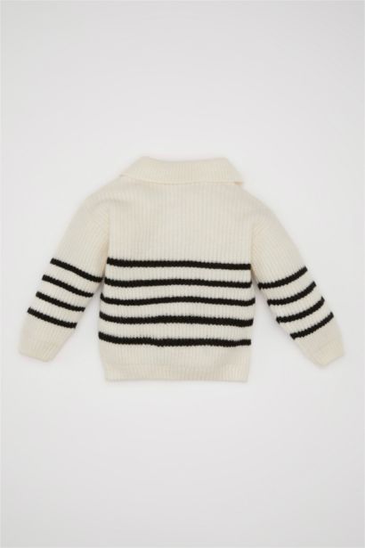 Baby Girl Shirt Collar Striped Pullover