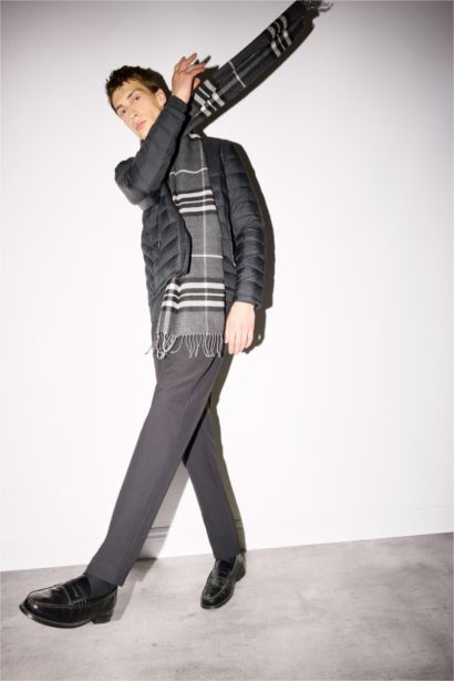 Man Plaid Neck Scarf