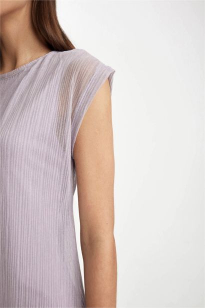 Bodycon Yuvarlak Yaka Yarasa Kollu Maxi Elbise