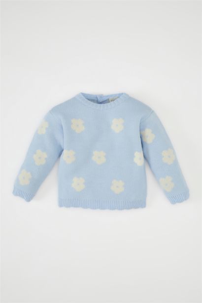 Baby Girl Crew Neck Floral Pullover