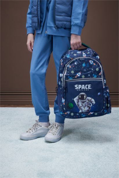 Uzay Desenli Okul Çantası Erkek Çocuk