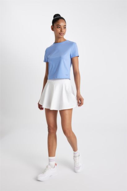 DeFactoFit Slim Fit Crew Neck Crest Printed T-Shirt