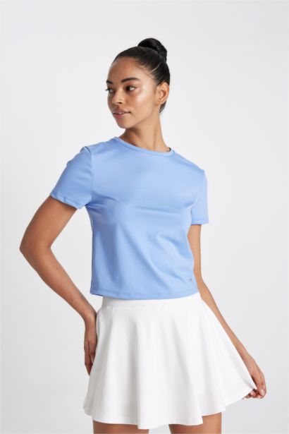 DeFactoFit Slim Fit Crew Neck Crest Printed T-Shirt