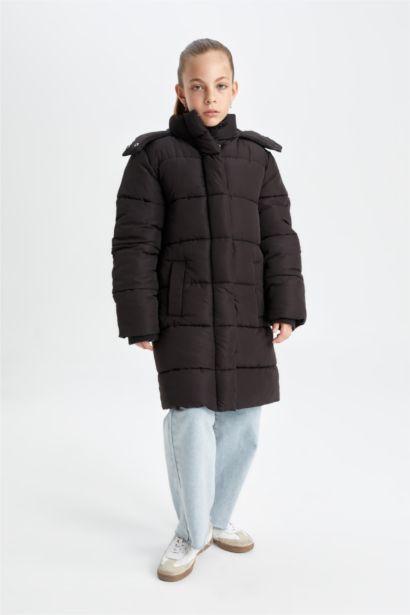 Girl Waterproof Hooded Long Puffer Jacket