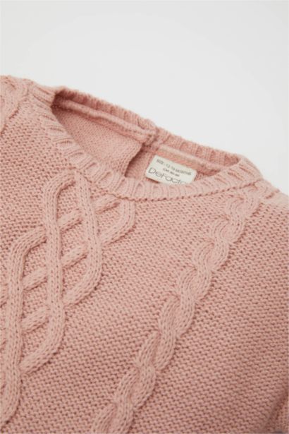 Robe en tricot à motifs fleurs Col rond pour Bébé Fille