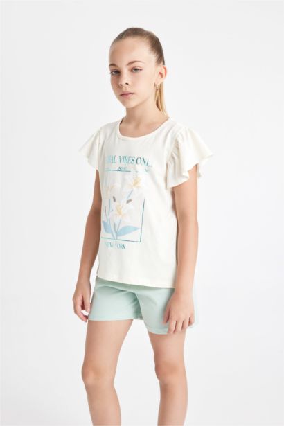 Girl Printed Short Sleeve 2 Piece Pajama Set