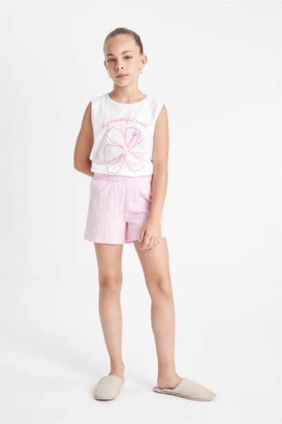 Girl Printed Sleeveless 2 Piece Pajama Set