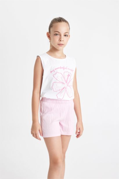 Girl Printed Sleeveless 2 Piece Pajama Set