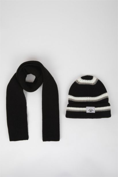 Erkek Çocuk Etiket Baskılı 2'li Triko Atkı