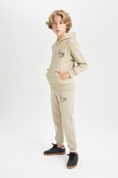 Boy Printed Elastic Leg Thick Jogger Sweatpants