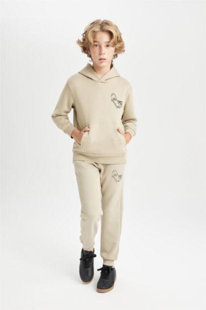 Boy Printed Elastic Leg Thick Jogger Sweatpants