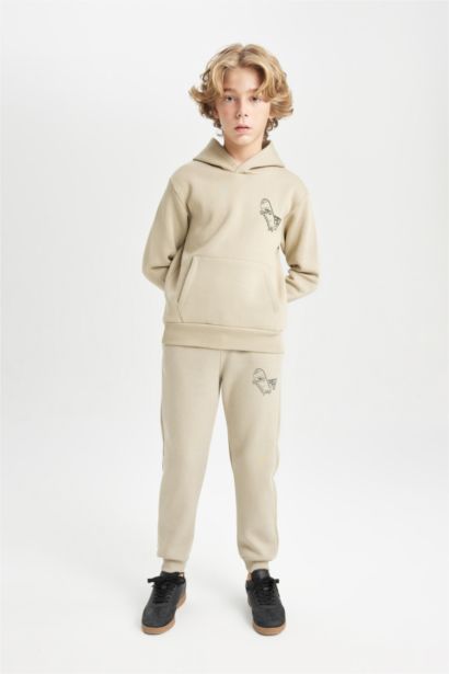 Boy Printed Elastic Leg Thick Jogger Sweatpants