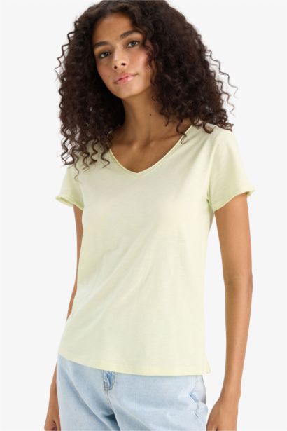 T-shirt à manches courtes et col V Coupe régulière