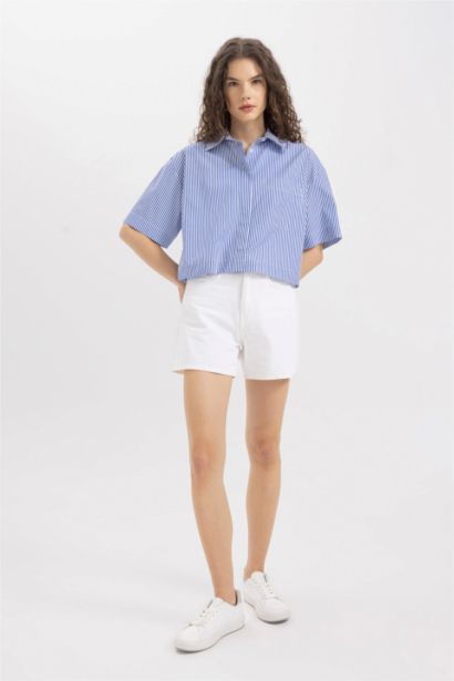 Poplin Short Sleeve Crop Shirt