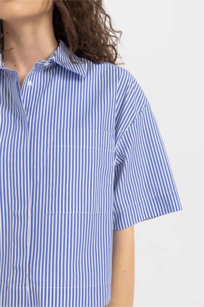 Poplin Short Sleeve Crop Shirt
