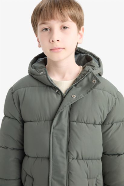 Boy Hooded Zippered Waterproof Puffer Jacket