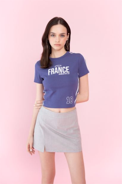 Fitted Crew Neck Printed Modal Short Sleeve T-Shirt