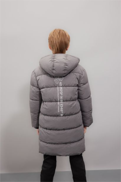 Boy Hooded Zippered Fleece Lined Waterproof Puffer Jacket