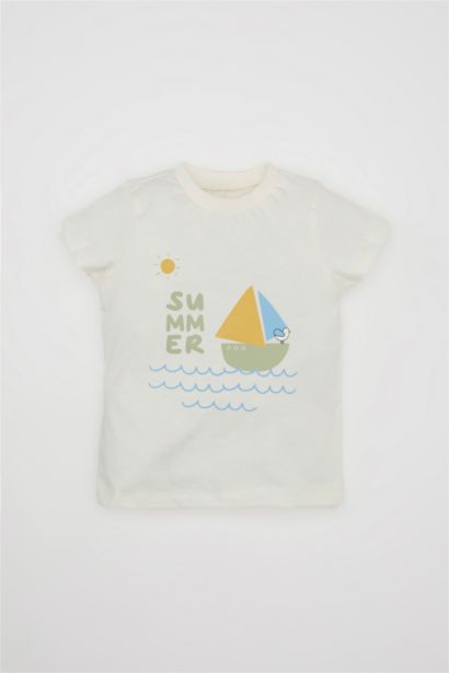 Baby Boy Printed T-Shirt Salope Hat Muslin 3 Piece Set