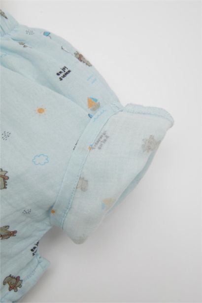 Baby Boy Printed T-Shirt Salope Hat Muslin 3 Piece Set