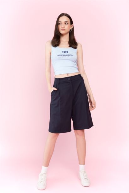 Fitted Printed U-Neck Modal Crop Top