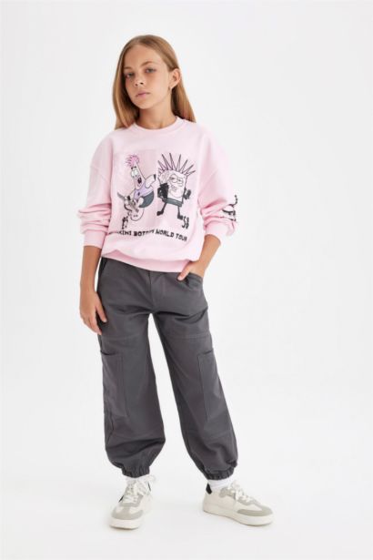 Girl Parachute Cargo Cotton Trousers