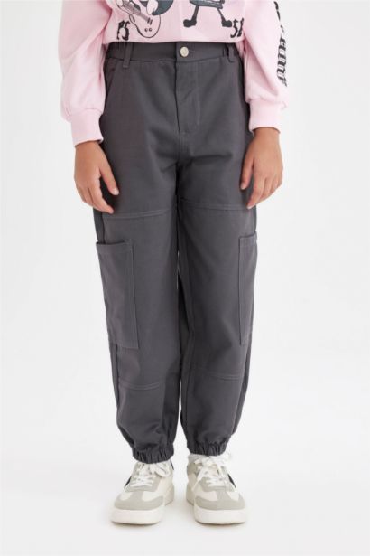 Girl Parachute Cargo Cotton Trousers