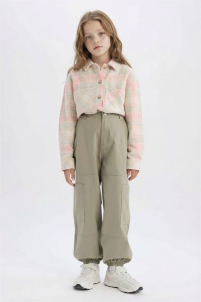 Girl Parachute Cotton Cargo Pants