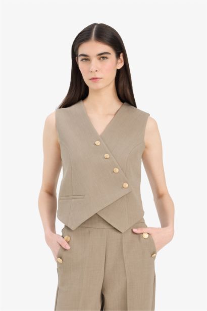 ассиметриялы v жаға Жилет