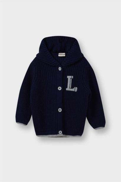 Baby Boy Hooded Buttons Knit Cardigan