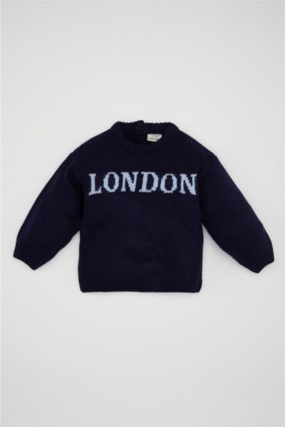 Baby Boy Blue Letter Printed Knitted Pullover