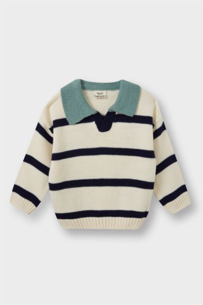 Baby Boy Regular Fit Striped Apache Neck Pullover