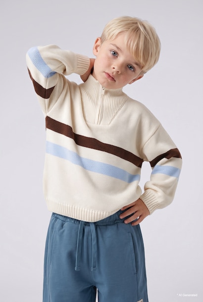 Baby Boy Regular Fit Striped Pullover