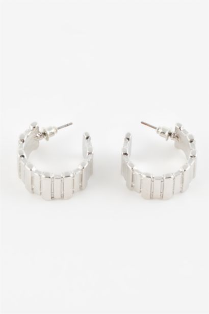 Woman Silver Hoop Earrings