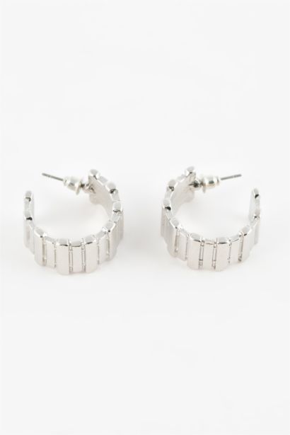Woman Silver Hoop Earrings