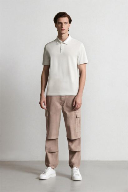 سروال كارجو مخمل واسع بجيب قصة مستقيمة