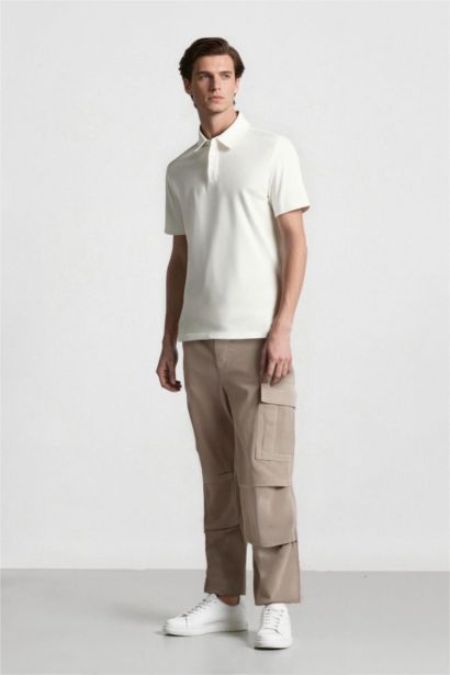 سروال كارجو مخمل واسع بجيب قصة مستقيمة