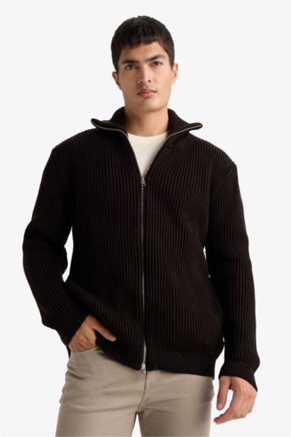 Standard Fit Turtleneck Knitwear Cardigan