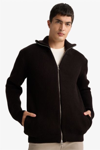 Standard Fit Turtleneck Knitwear Cardigan