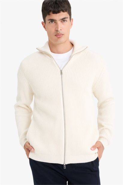 Cardigan tricot à col montant zippé Coupe standard
