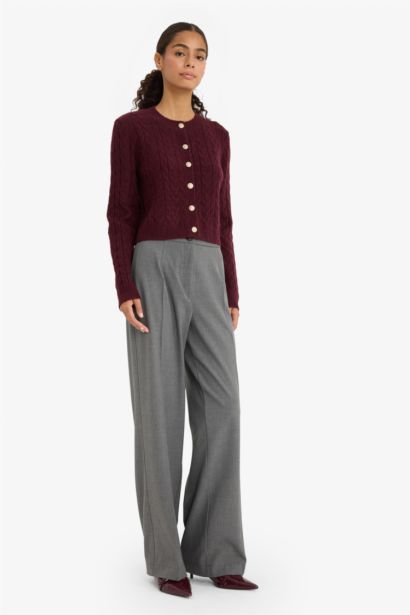 Regular Fit Selanik Knitted Patterned Basic Knitted Cardigan