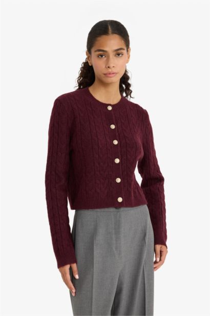 Regular Fit Selanik Knitted Patterned Basic Knitted Cardigan