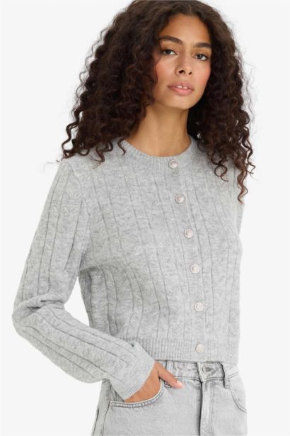 Regular Fit Crew Neck Cardigan